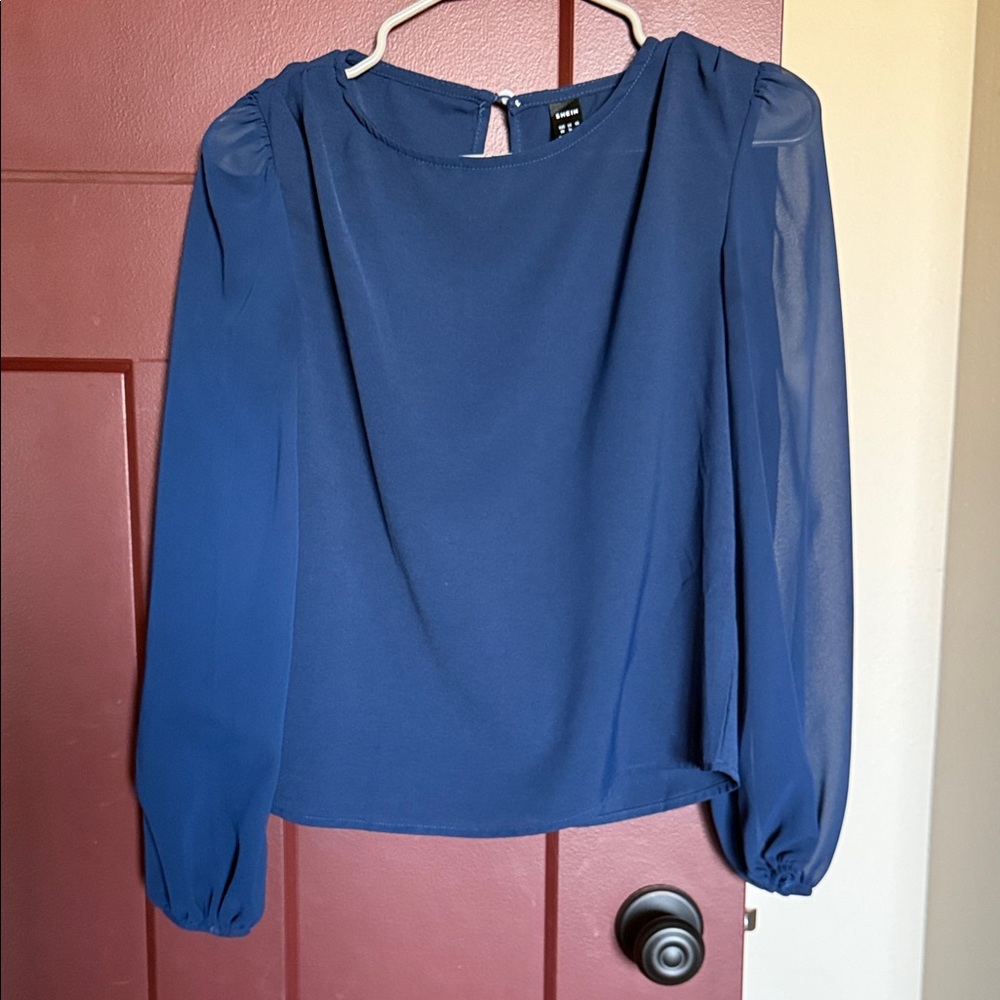 SHEIN Royal Blue Chiffon Blouse